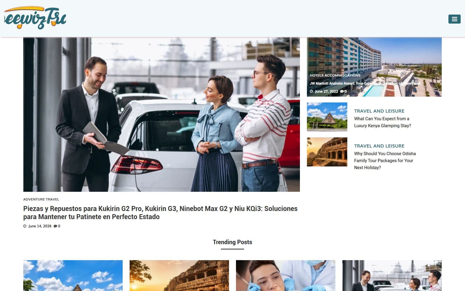 Beewiz Travel: screenshot of the live site