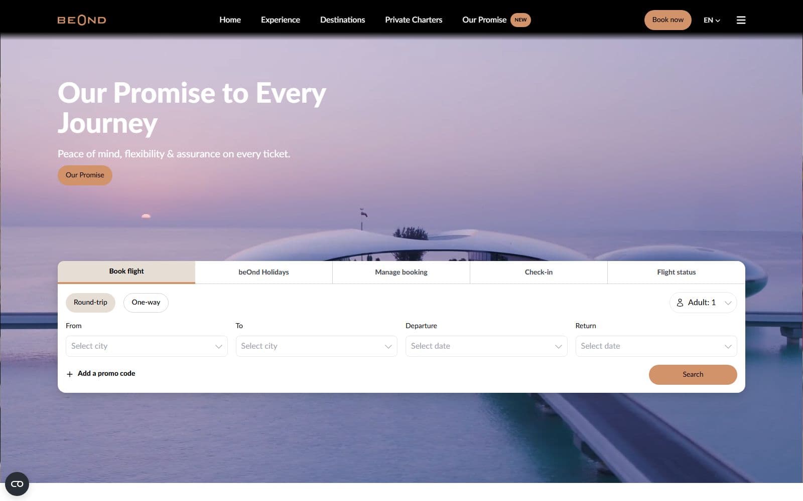 Beond: screenshot of the live site