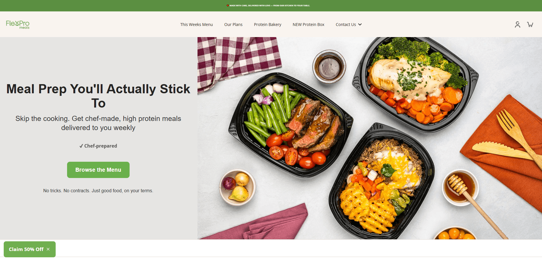 FlexPro Meals: screenshot of the live site