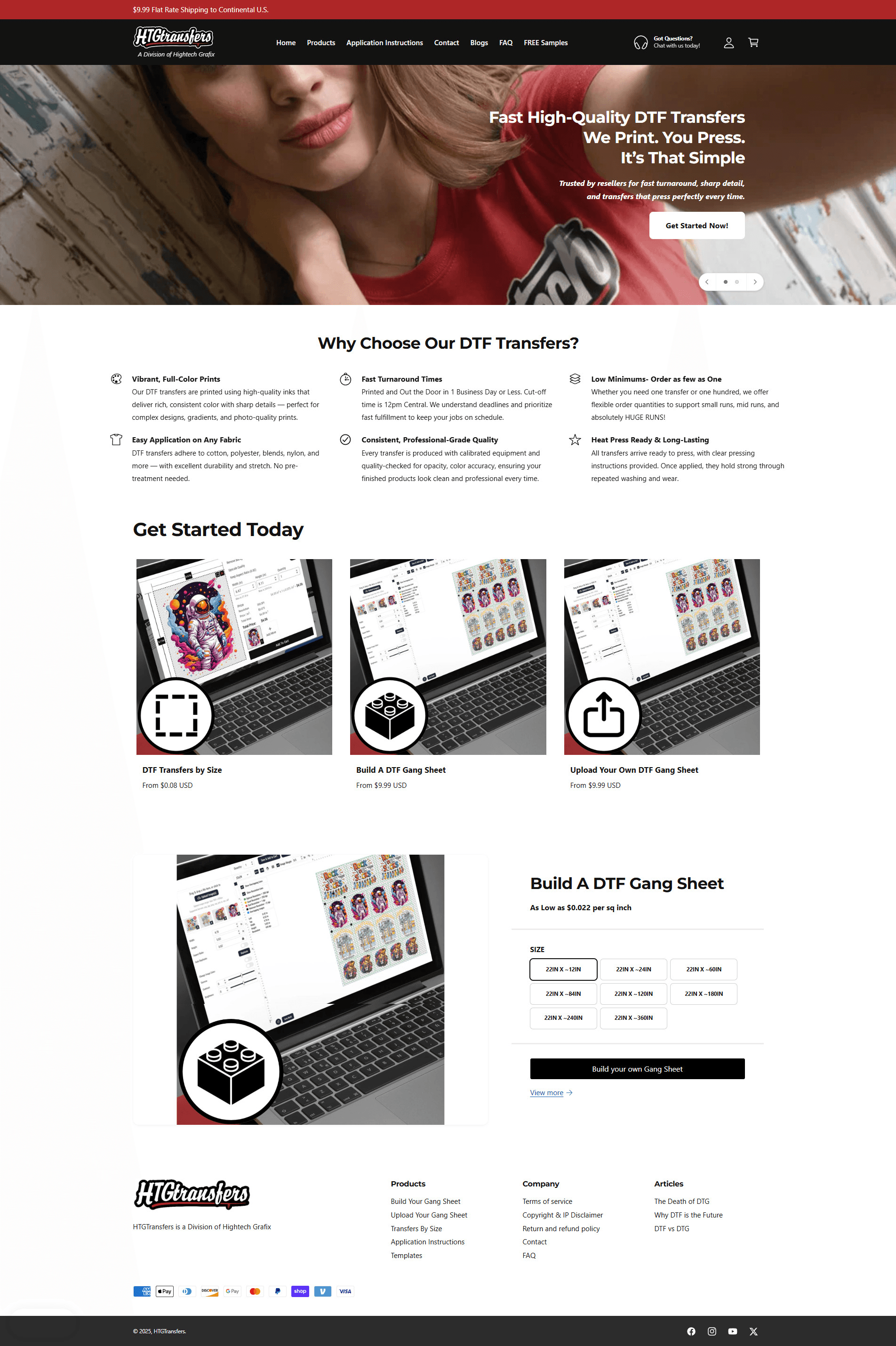 Gangsheet Builder: screenshot of the live site