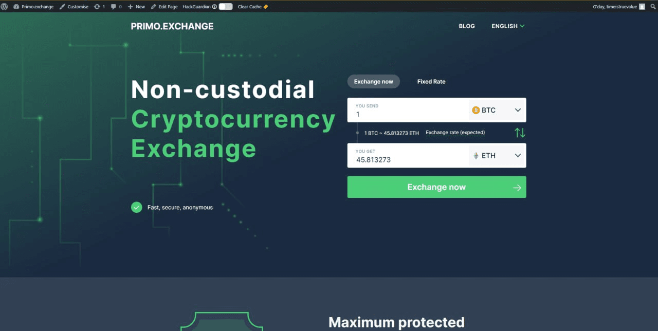 Primo Exchange: screenshot of the live site