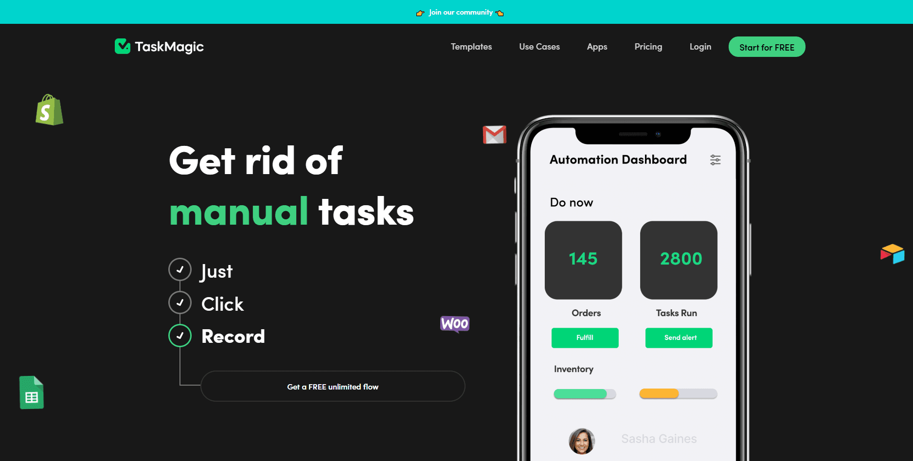 TaskMagic: screenshot of the live site