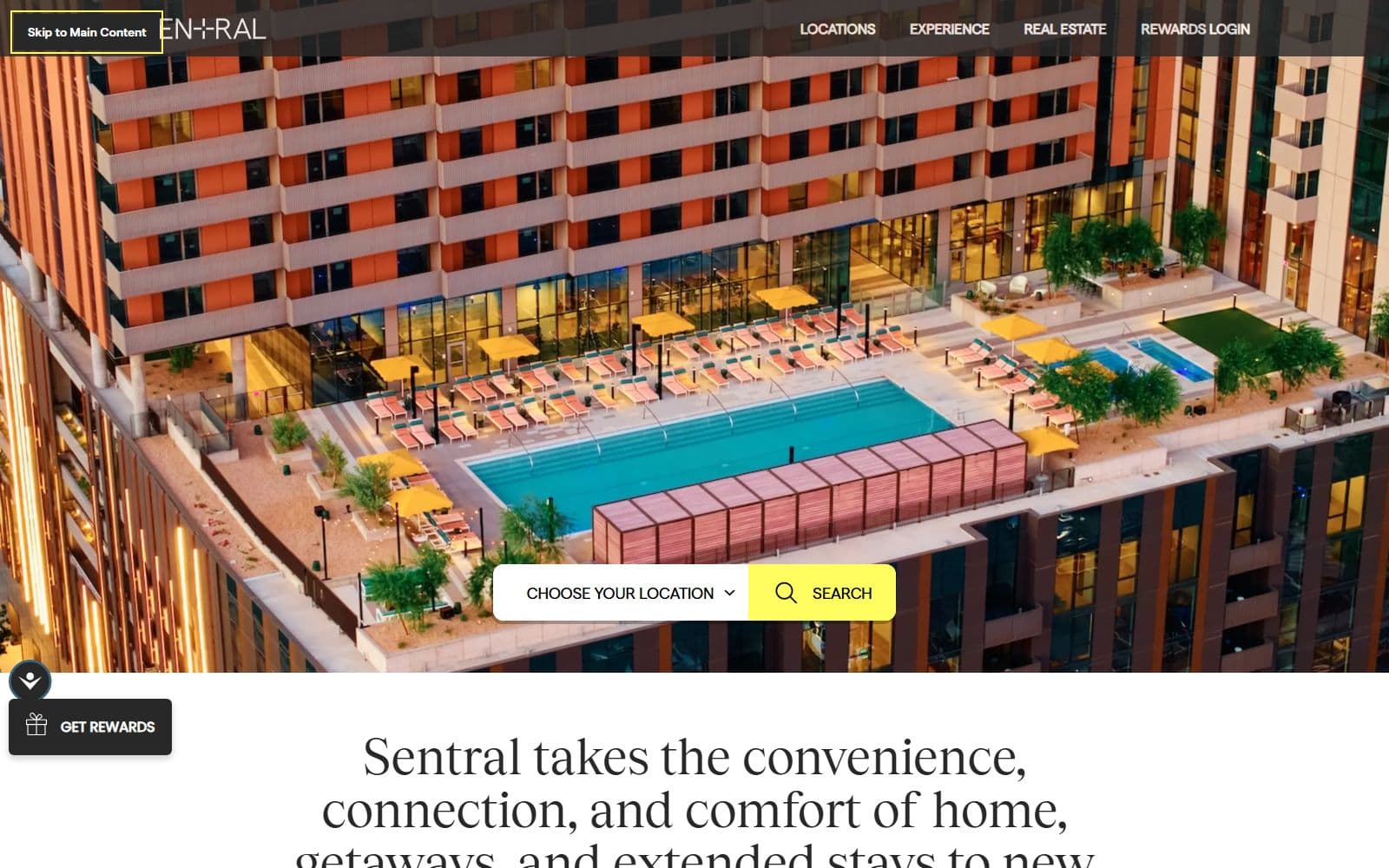 Sentral: screenshot of the live site